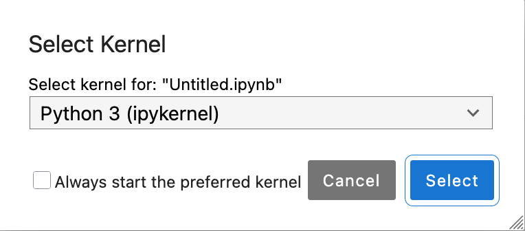 JupyterLab Kernel Selection example