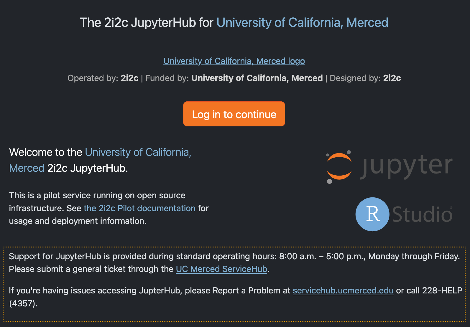 Landing page for UC Merced's JupyterHub